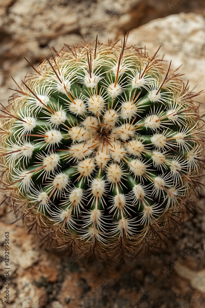 Close-up of Intricate Cactus with Geometric Patterns and Soft Shadows Close-up of Intricate Cactus with Geometric Patterns and Soft Shadows