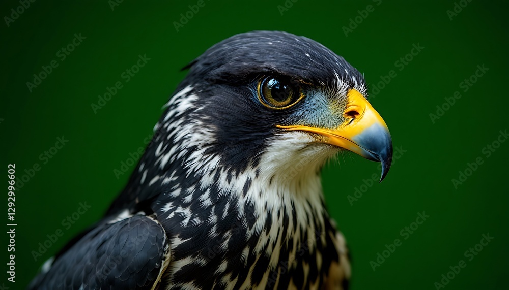 Majestic Falcon: A Striking Portrait of Black and White Plumage Majestic Falcon: A Striking Portrait of Black and White Plumage