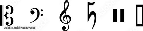 Music notes icon set, Music notes symbol sign, Vector illustration symbol isolated on transparent background