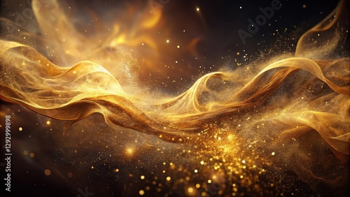 Ethereal gold mist suspended in a dark canvas, swirling vortex of warm tones,Cosmic,  Cosmic