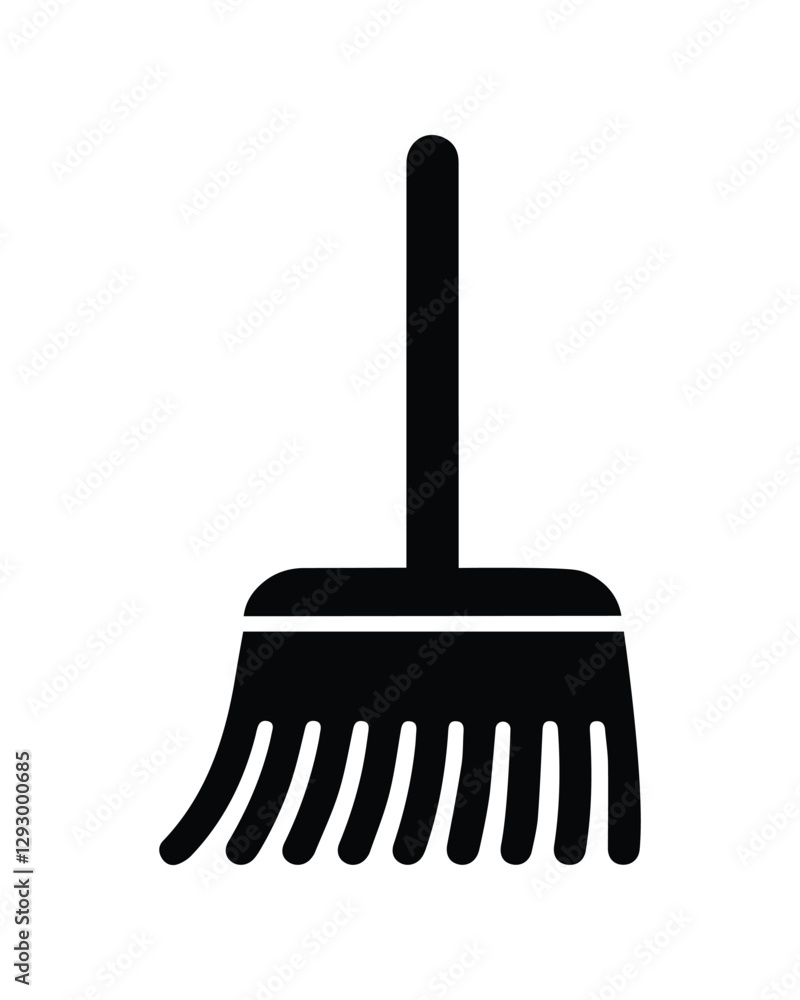 Broom black icon, isolated on white background. Vector illustration. Broom black icon, isolated on white background. Vector illustration.