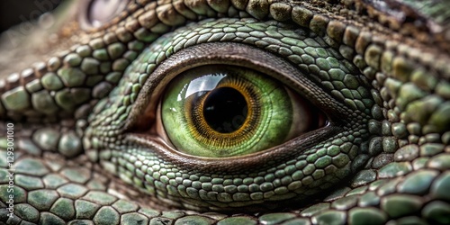 close up of a green iguana