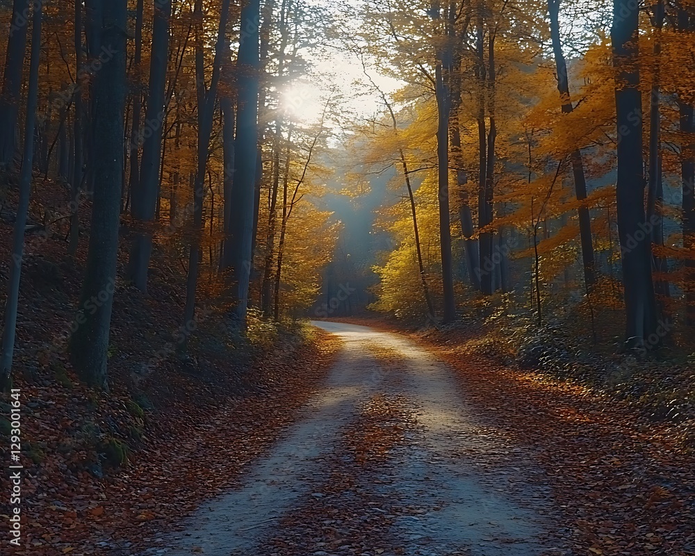 Autumn Sunlit Forest Path Autumn Sunlit Forest Path