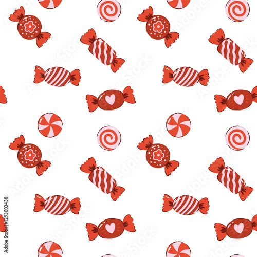 Pattern with hand drawn candies. Vector illustration. Design for wallpapers, wrapping paper, clothing.