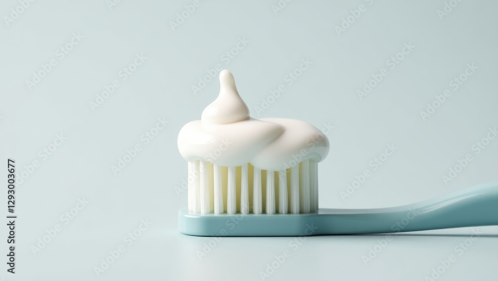 Close-Up of Toothpaste on Toothbrush Isolated on White Close-Up of Toothpaste on Toothbrush Isolated on White
