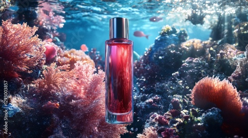 Hydrating Serum with Red Algae Extract Surrounded by Ocean Life photo