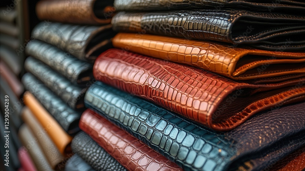 Embossed leather in crocodile pattern, luxury and exotic texture Embossed leather in crocodile pattern, luxury and exotic texture