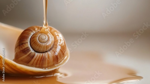 Dripping Snail Mucin Filtrate from Snail Shell onto Soft Surface