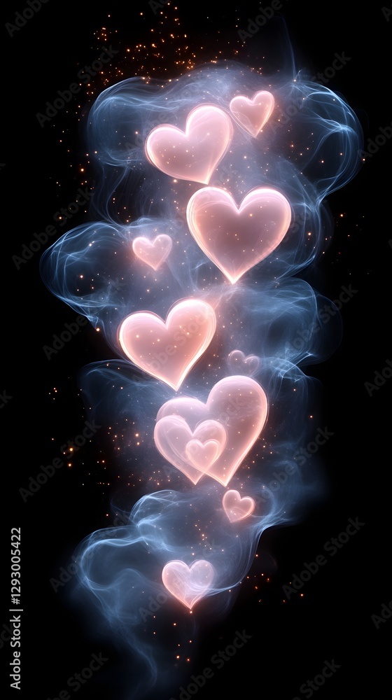 Obraz premium Floating hearts in swirling smoke