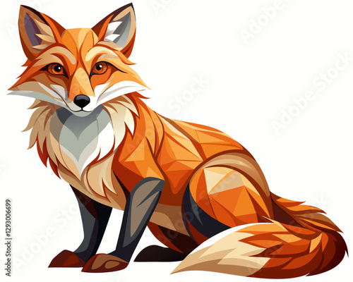 vector of photorealistic sculpture of a fox, white background