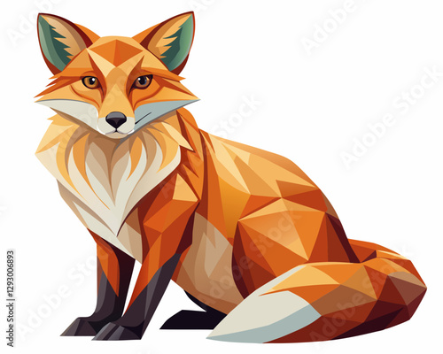 vector of photorealistic sculpture of a fox, white background