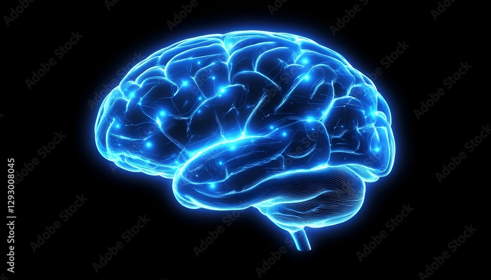 Futuristic AI Brain with Neural Chip and Digital Innovation Futuristic AI Brain with Neural Chip and Digital Innovation