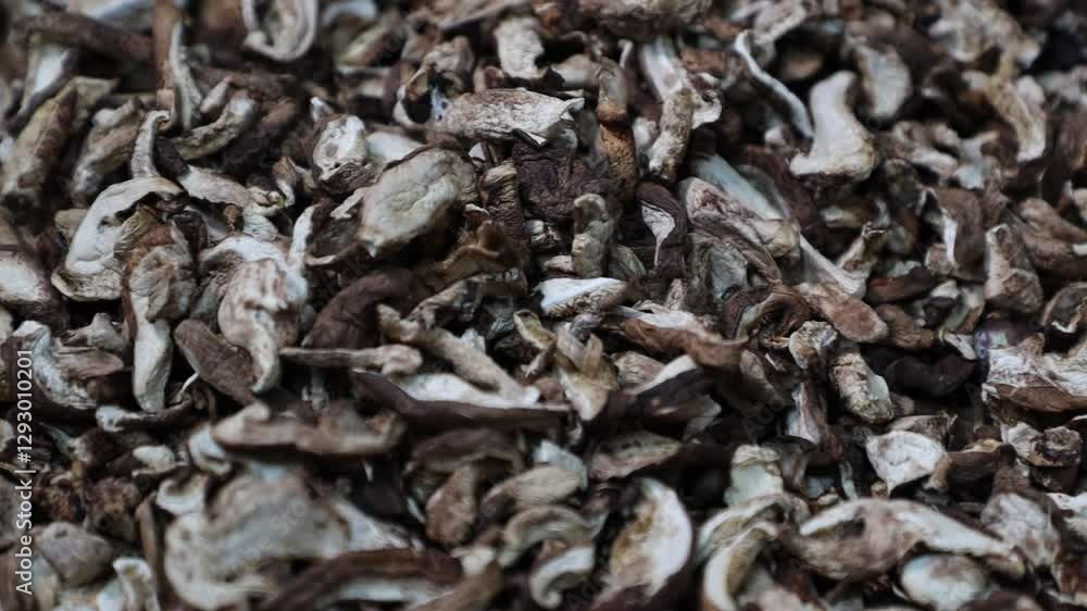 Camera moving with dried shiitake mushrooms Camera moving with dried shiitake mushrooms