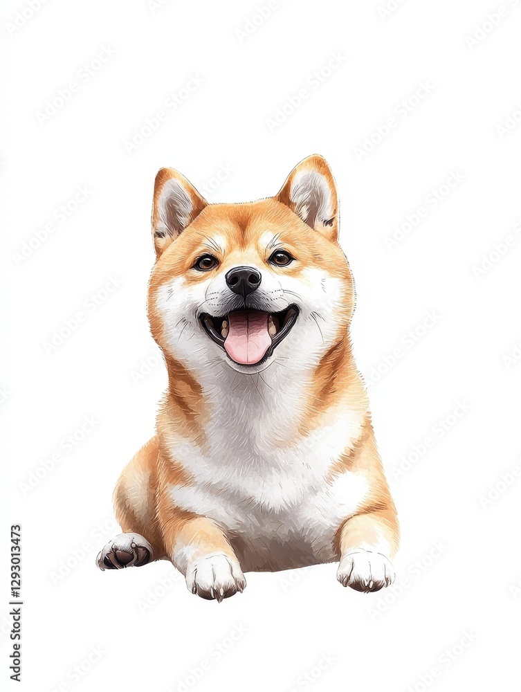 Playful shiba inu dog studio illustration white background front view pet enthusiast concept Playful shiba inu dog studio illustration white background front view pet enthusiast concept
