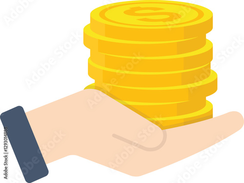 금화를 손에 들고 있는 모습을 묘사한 일러스트