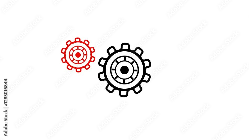 Two neon spinning gears animation on white background. Two neon spinning gears animation on white background.