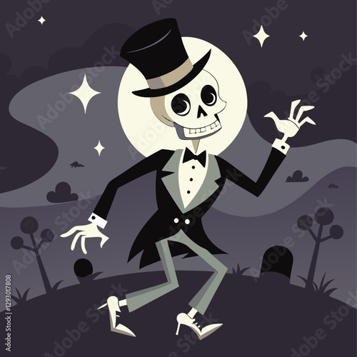 Dancing Skeleton at Night

