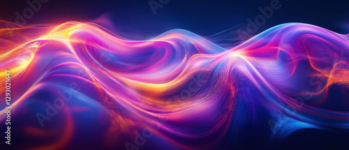 Wallpaper Mural Dynamic abstract waves of vibrant colors in dark background create mesmerizing visual experience Torontodigital.ca
