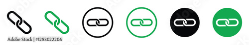 chain link line icon set. web hyperlink symbols. chain link for social media, mobile app, ui and website. linkage sign. vector illustration on transparent background