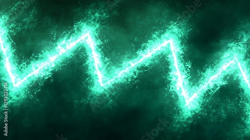 Abstract teal lightning bolt design on dark background