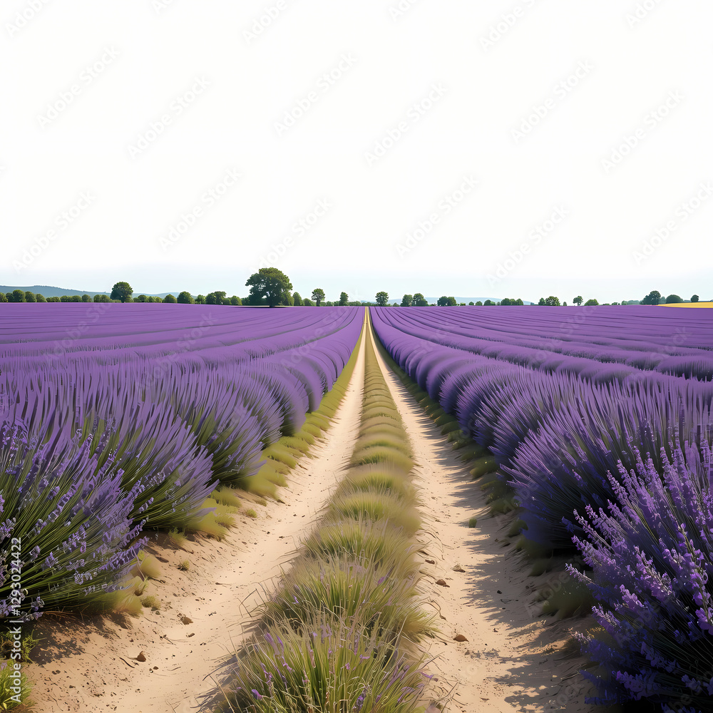 Fototapeta premium Lavender Fields: Purple Blooms & Country Road 