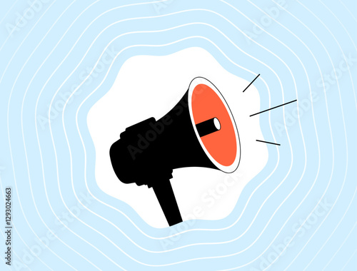Loudspeaker icon symbolizing announcement, marketing, promotion, and communication. Ideal for advertising, public relations and digital media concepts in modern, minimal vector illustration style