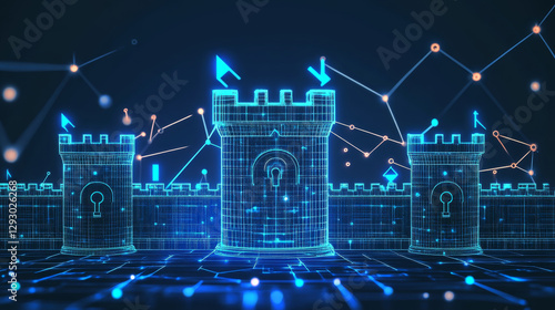 digital fortress with impenetrable walls and advanced security features