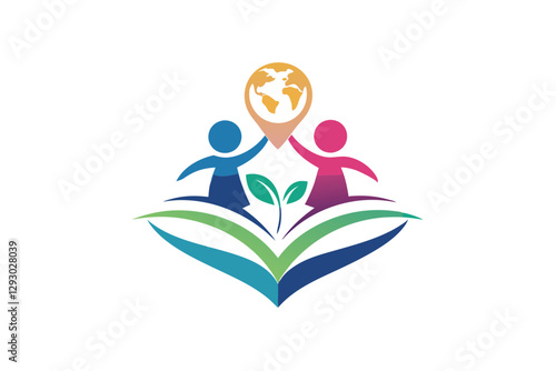This logo represents a charity focused on promoting education and global outreach efforts, Create a minimalist logo for a charity supporting children's education and literacy programs
