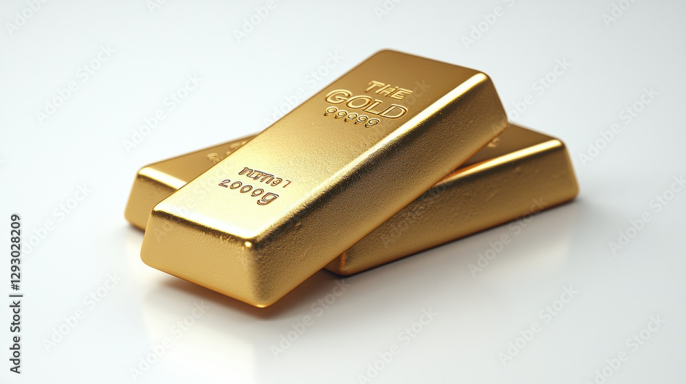 Three gold bars stacked on white surface, symbolizing wealth and luxury. shiny surface reflects light beautifully, creating elegant appearance Three gold bars stacked on white surface, symbolizing wealth and luxury. shiny surface reflects light beautifully, creating elegant appearance