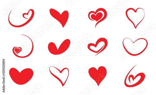 Collection of Heart Icons Heart shape and love doodles