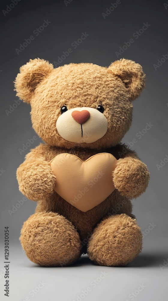 Fototapeta premium Teddy bear holding heart, studio shot, gift