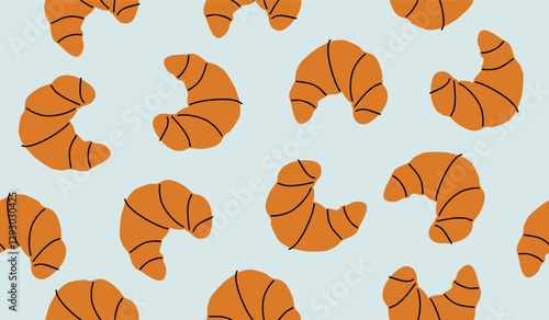 Cute croissant pattern background vector design