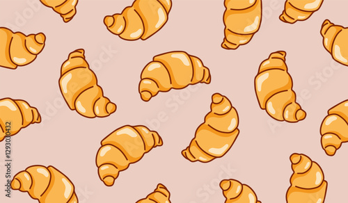 Cute croissant pattern background vector design