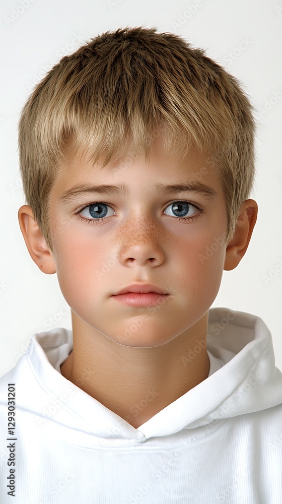 Boy's Studio Portrait, Neutral Background Boy's Studio Portrait, Neutral Background