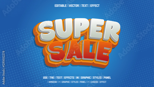 편집 가능한 텍스트 이펙트 Editable vector text effect Super Sale