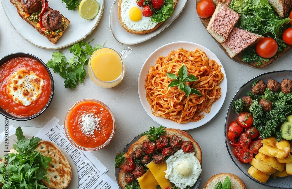 Delicious and healthy Mediterranean style breakfast and brunch food Delicious and healthy Mediterranean style breakfast and brunch food