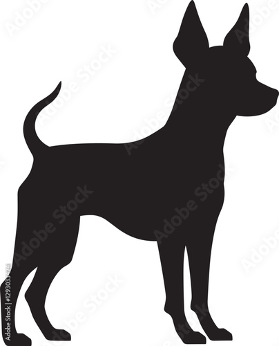 American Hairless Terrier Silhouette Vector Illustration White Background