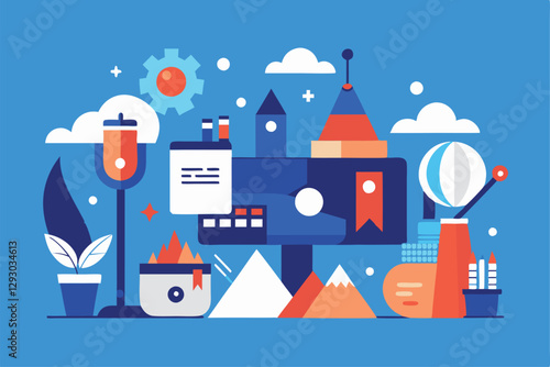 Vibrant, artistic studio design in a dynamic digital workspace, Create a visual identity for a creative studio specializing in clean and simple designs