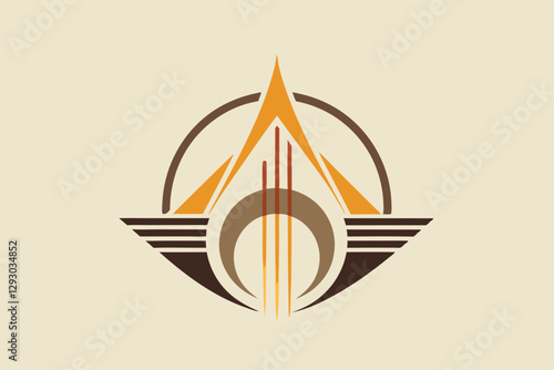 The essence of a symphony through abstract shapes and warm color tones, Create an abstract representation of a symphony, minimalist simple modern vector logo design