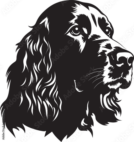 American Water Spaniel Silhouette Vector Illustration White Background