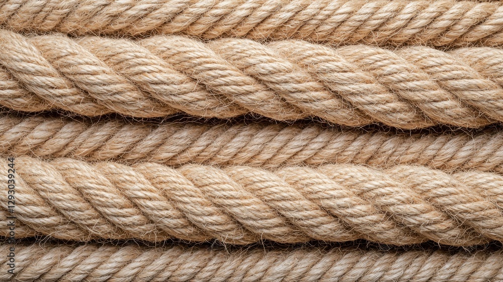 Close-up of beige, twisted rope texture for design, background, and industry-related projects. Close-up of beige, twisted rope texture for design, background, and industry-related projects.