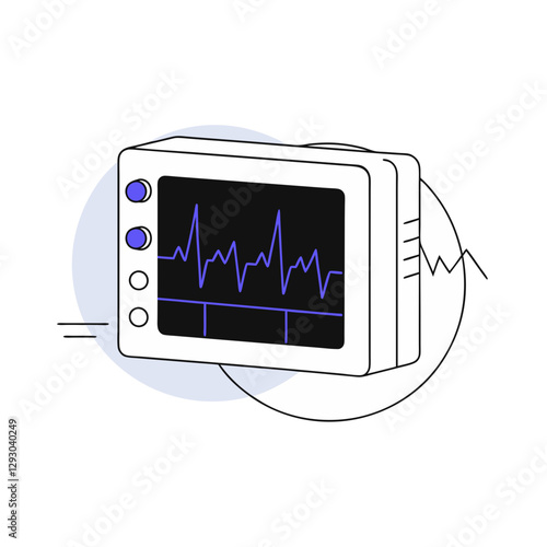 A vector illustration of a medical heart rate monitor displaying an ECG waveform, symbolizing healthcare, patient monitoring, and vital signs tracking in hospitals and clinics.