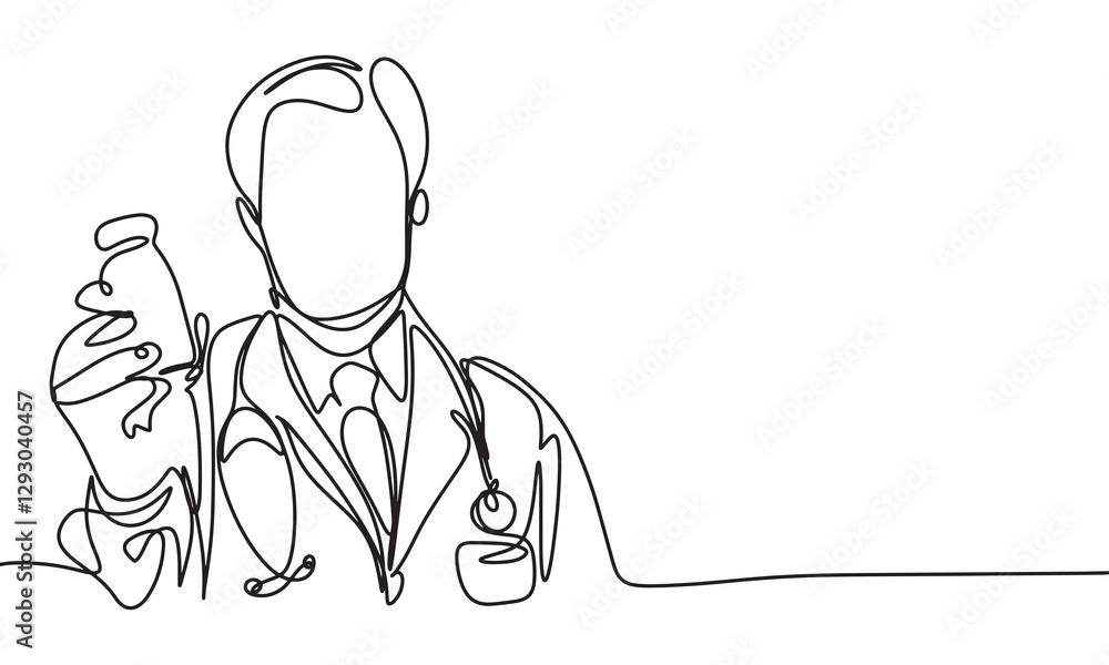 Doctor silhouette one line continuous. Hand drawn vector art. Doctor silhouette one line continuous. Hand drawn vector art.