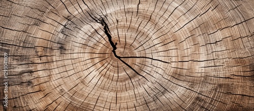 Wallpaper Mural Aged tree trunk close-up showcasing concentric growth rings and prominent cracks in warm brown tones with intricate texture and natural patterns. Torontodigital.ca