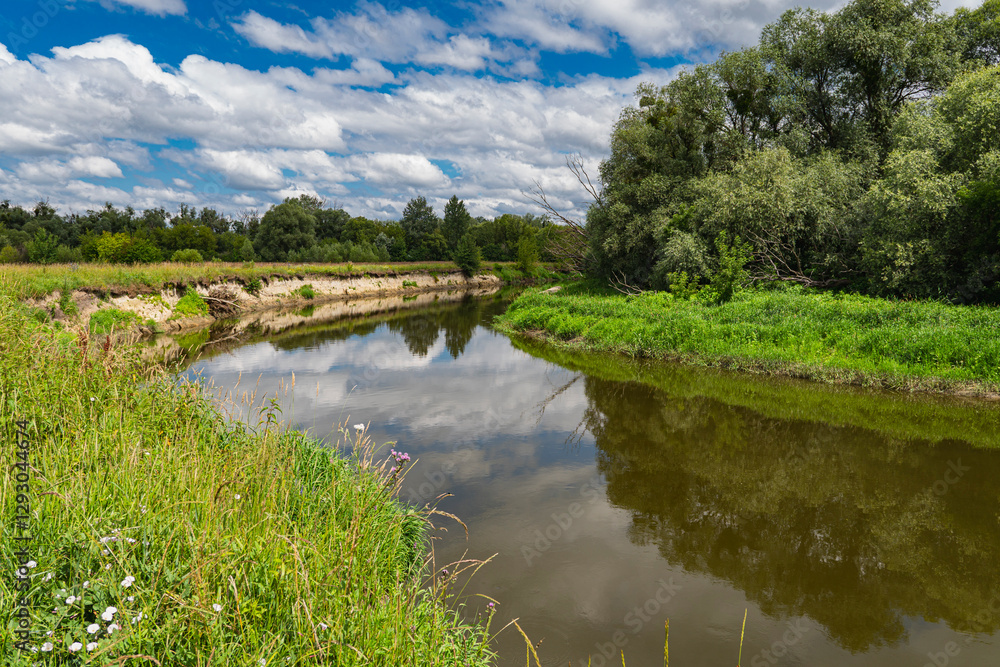 landscape with erosion on a fragment of the bank of Bug river in lubelskie voivodship, poland landscape with erosion on a fragment of the bank of Bug river in lubelskie voivodship, poland