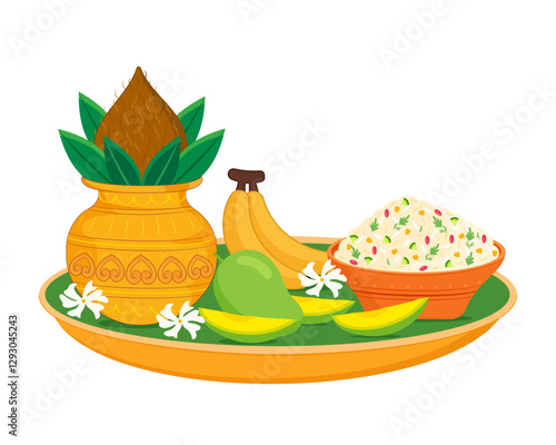 Traditional Ugadi Festival with Kalash and Festive Pachadi food puja thali happy gudi padwa