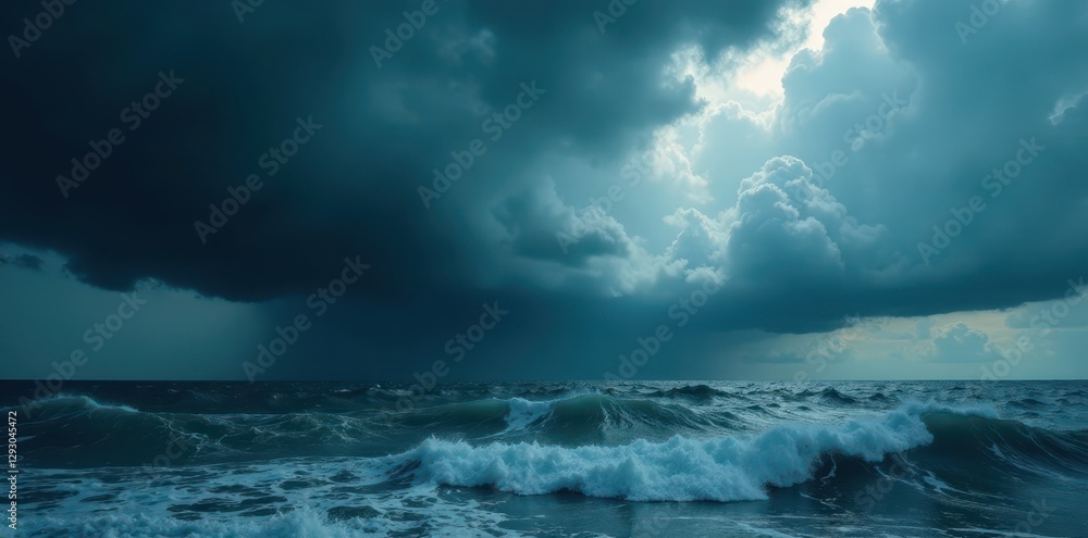 Heavy, pregnant clouds unleashing fury on a churning sea , background, atmosphere, sea Heavy, pregnant clouds unleashing fury on a churning sea , background, atmosphere, sea