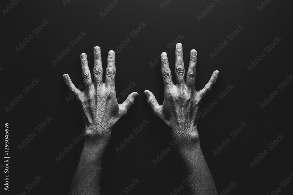 Hands Reaching Upward Against a Dark Background in High Contrast Black and White Photography Hands Reaching Upward Against a Dark Background in High Contrast Black and White Photography