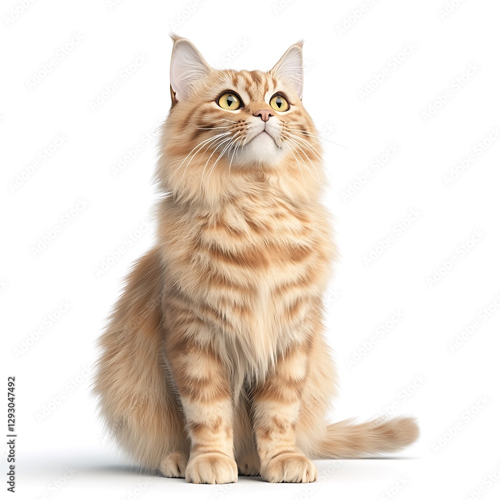 Fluffy Orange Cat Sitting Pet Animal Portrait Fluffy Orange Cat Sitting Pet Animal Portrait