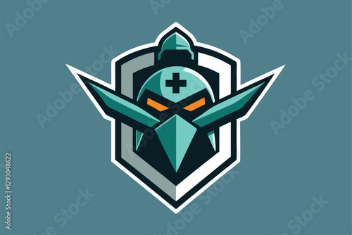 A sleek and modern logo reflects strength with a warrior helmet and bold geometric shapes, Develop a minimalist logo with a subtle nod to gaming culture